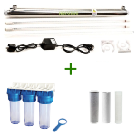 Kit stérilisateur UV 55W ECO + 2 lampes + triple porte filtre + 3 cartouches